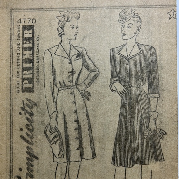 1940’s Era?? Simplicity Pattern Shirtwaist Dress Size 16 Original Packaging $20 - Picture 7 of 10
